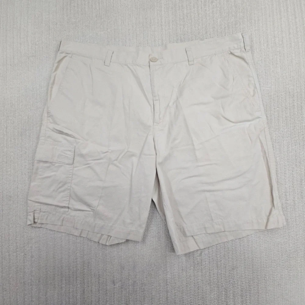 Columbia Silver Ridge Shorts Mens 42 Beige Cotton Canvas Chino 10 Inseam Hiking